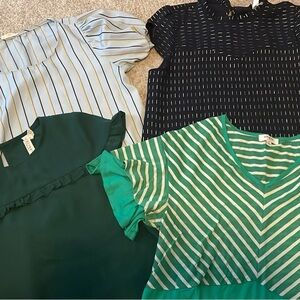 Stylish Women's Tops Set - Green, Blue, Black